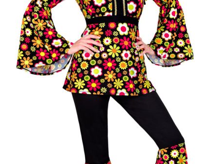 Crazy Flower Power Hippie Kostüm für Damen Discount