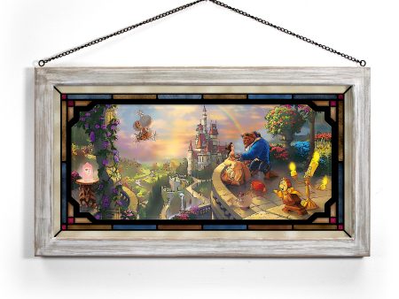 Disney Beauty and the Beast Falling in Love - 13  x 23  Stained Glass Art Sale