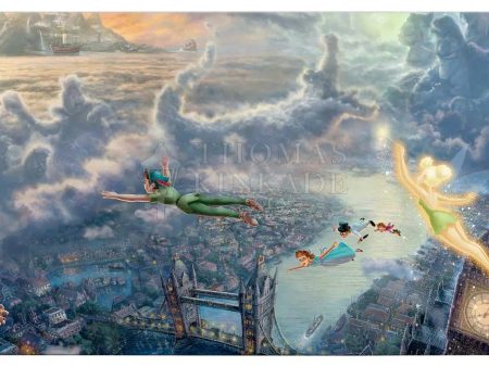 Disney Tinker Bell and Peter Pan Fly to Never Land - 16  x 31  Gallery Wrapped Canvas Online now