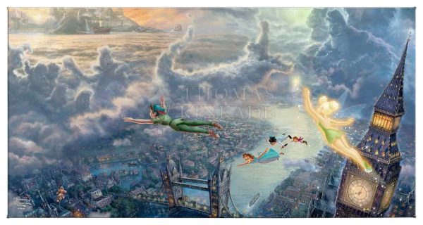 Disney Tinker Bell and Peter Pan Fly to Never Land - 16  x 31  Gallery Wrapped Canvas Online now