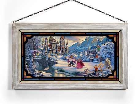 Disney Beauty and the Beast s Winter Enchantment - 13  x 23  Stained Glass Art Online