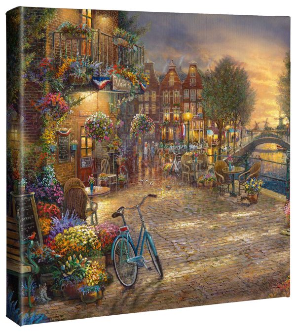 Amsterdam Café - 14  x 14  Gallery Wrapped Canvas For Sale