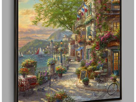 French Riviera Café - 36  x 36  Canvas Wall Mural (Onyx Black Frame) Sale