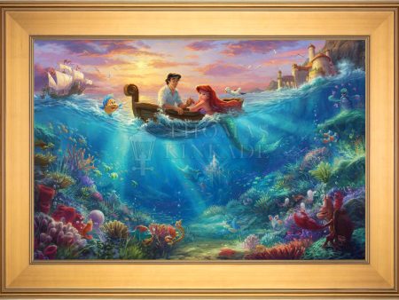 *RARE* Little Mermaid Falling In Love Framed Estate Edition Canvas Gallery Gold 12  x 18  #5 6 Hot on Sale