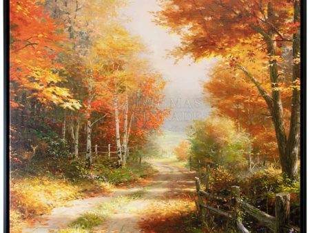 A Walk Down Autumn Lane - 36  X 36  Canvas Wall Mural (Onyx Black Frame) For Discount