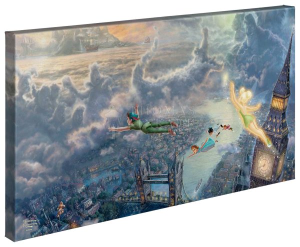 Disney Tinker Bell and Peter Pan Fly to Never Land - 16  x 31  Gallery Wrapped Canvas Online now