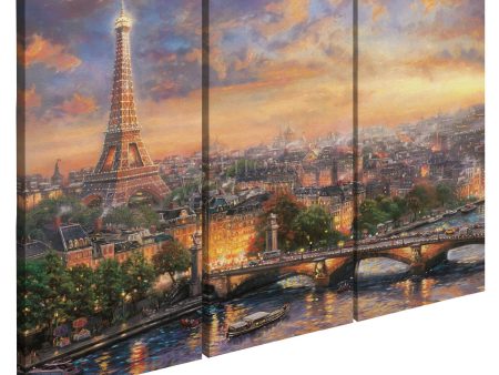 Paris, City of Love - 36  x 48  (Set of 3) Triptych Giclee Canvas Cheap