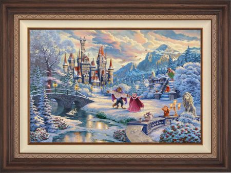 *RARE* Disney Beauty and the Beast s Winter Enchantment Estate Edition Canvas Dark Walnut 28  x 42  #1 1 For Cheap