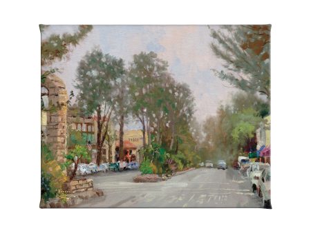 Carmel, Ocean Avenue on a Rainy Afternoon - 8  x 10  Gallery Wrapped Canvas For Sale