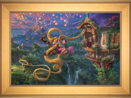 *RARE* Disney Tangled Up on In Love Framed Estate Edition Canvas Gallery Gold 28  x 42  #1 1 For Cheap