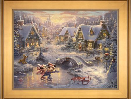 *RARE* Disney Mickey and Minnie Sweetheart Holiday Framed Gallery Proof Canvas Gallery Gold 18  x 24  #44 65 For Discount