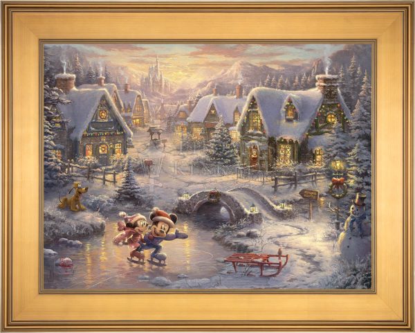 *RARE* Disney Mickey and Minnie Sweetheart Holiday Framed Gallery Proof Canvas Gallery Gold 18  x 24  #44 65 For Discount