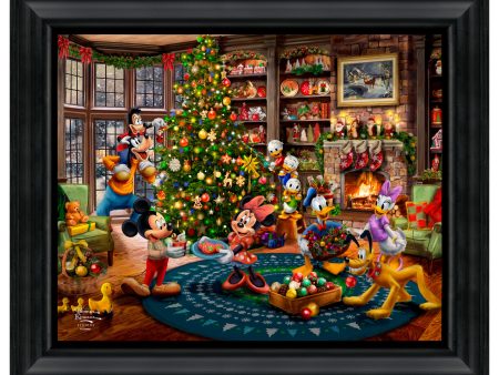 Disney Mickey and Minnie Trimming the Tree  - 16  x 20   Brushstroke Vignette Cheap