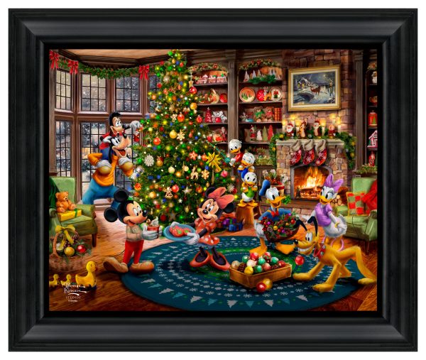 Disney Mickey and Minnie Trimming the Tree  - 16  x 20   Brushstroke Vignette Cheap