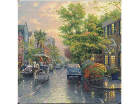 Charleston, Sunset on Rainbow Row - 14  x 14  Gallery Wrapped Canvas Fashion